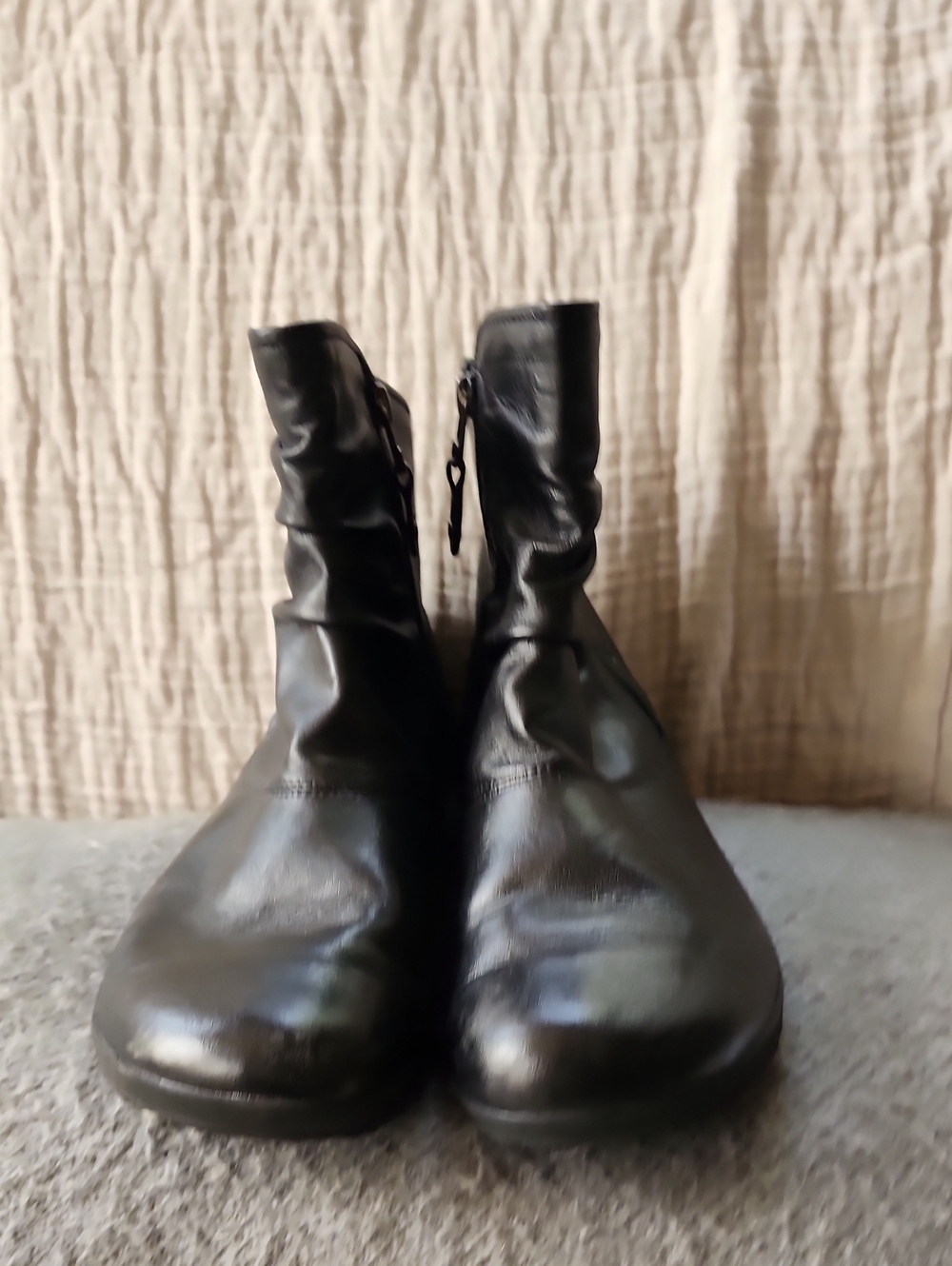 Josef Seibel Black Leather Ankle Booties with Side Zip
